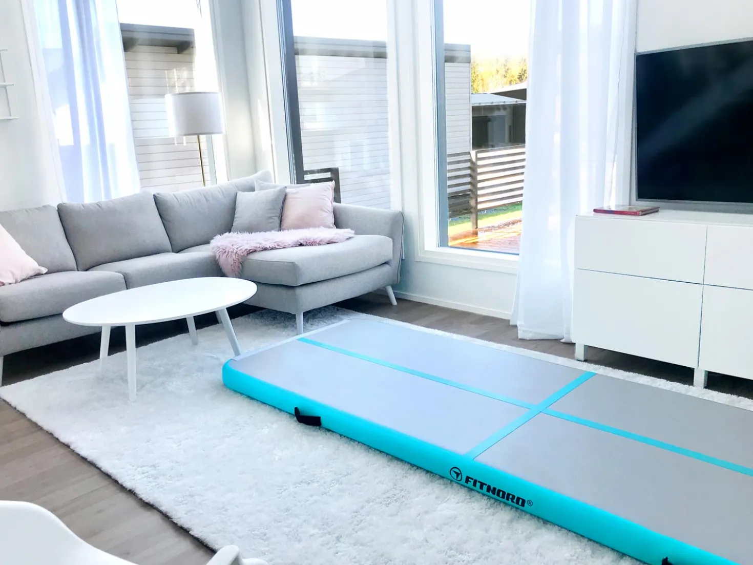 FitNord Airtrack Ilmavolttirata 3 x 1 metriä, turkoosi
