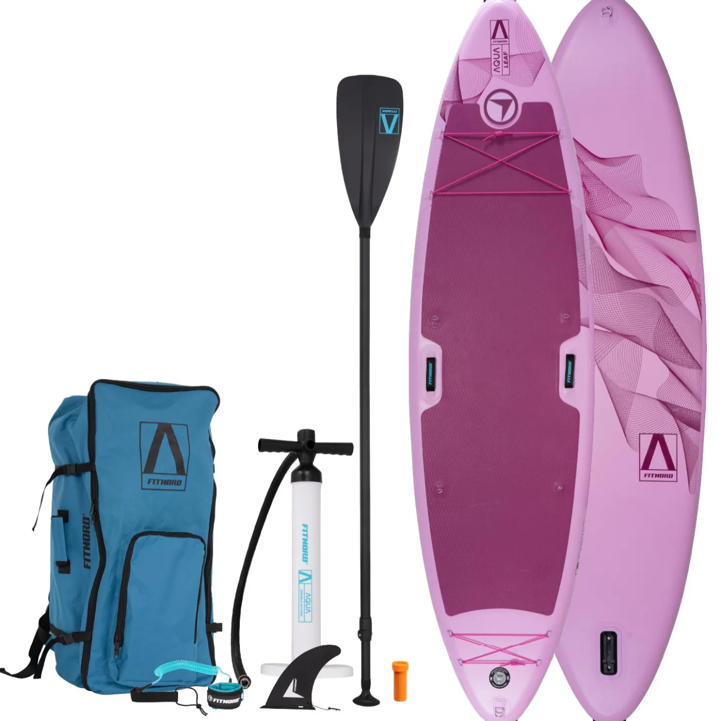 FitNord Aqua Leaf 340 SUP-lautasetti, pinkki (kantavuus 200 kg, lasikuitumela) G2