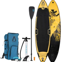 FitNord Aqua Leaf 340 SUP-lautasetti, Nordkapp (musta-keltainen), hiilikuitumelalla, G2