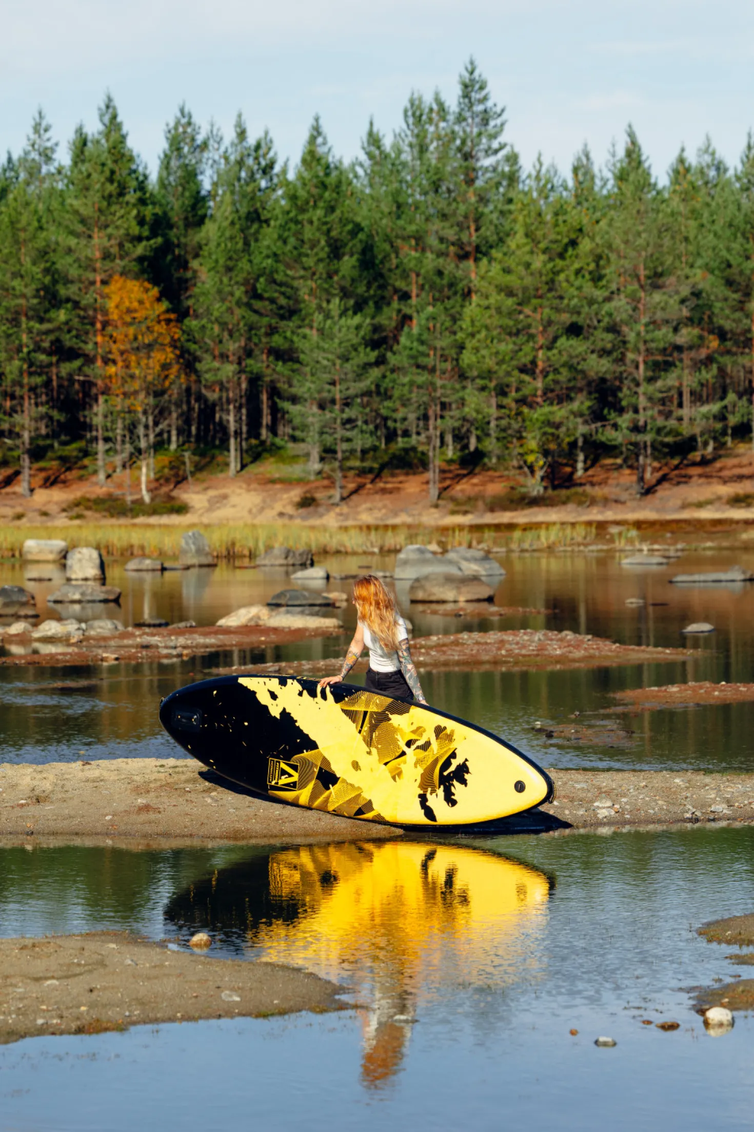 FitNord Aqua Leaf 340 SUP-lautasetti, Nordkapp (musta-keltainen), hiilikuitumelalla, G2