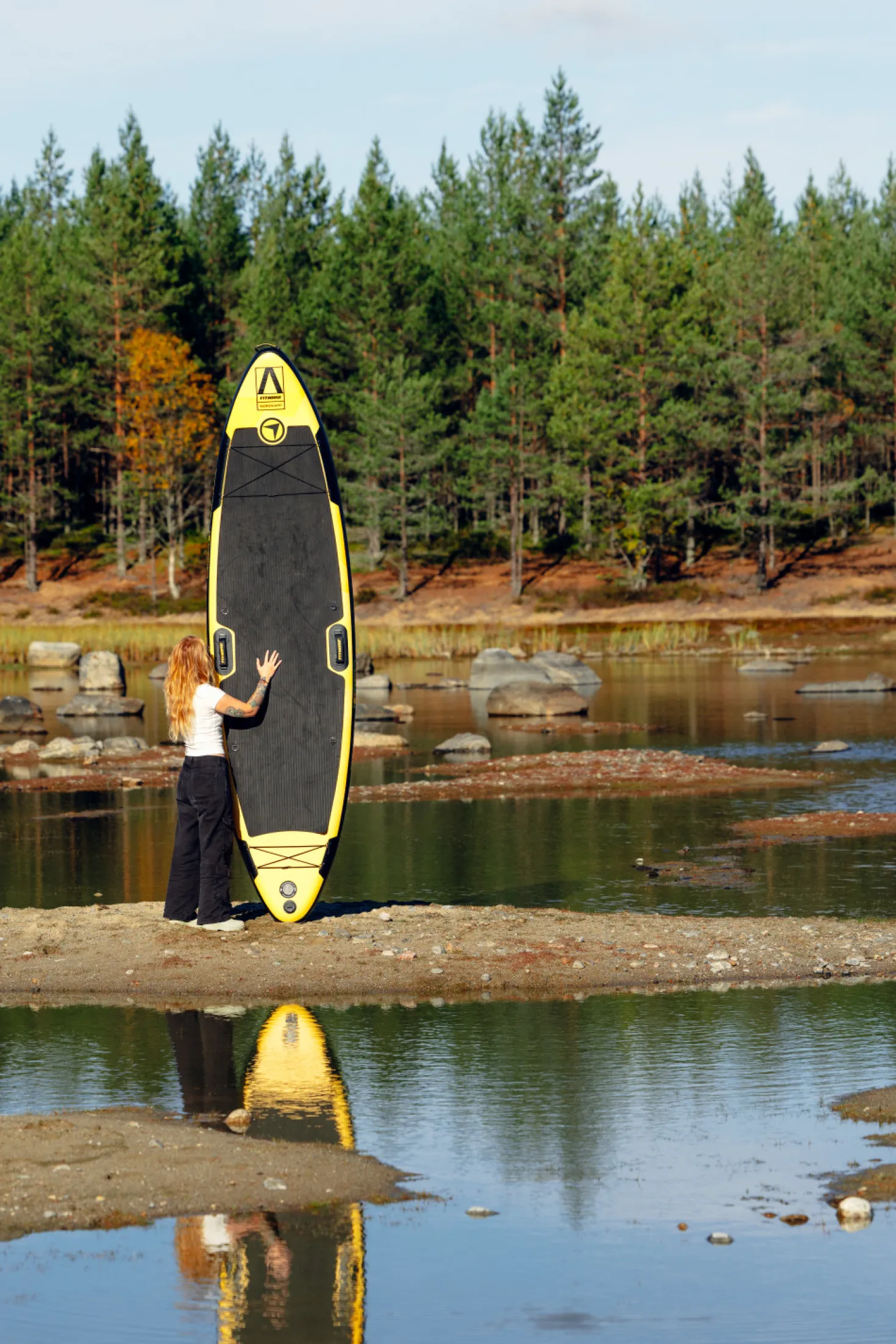 FitNord Aqua Leaf 340 SUP-lautasetti, Nordkapp (musta-keltainen), hiilikuitumelalla, G2