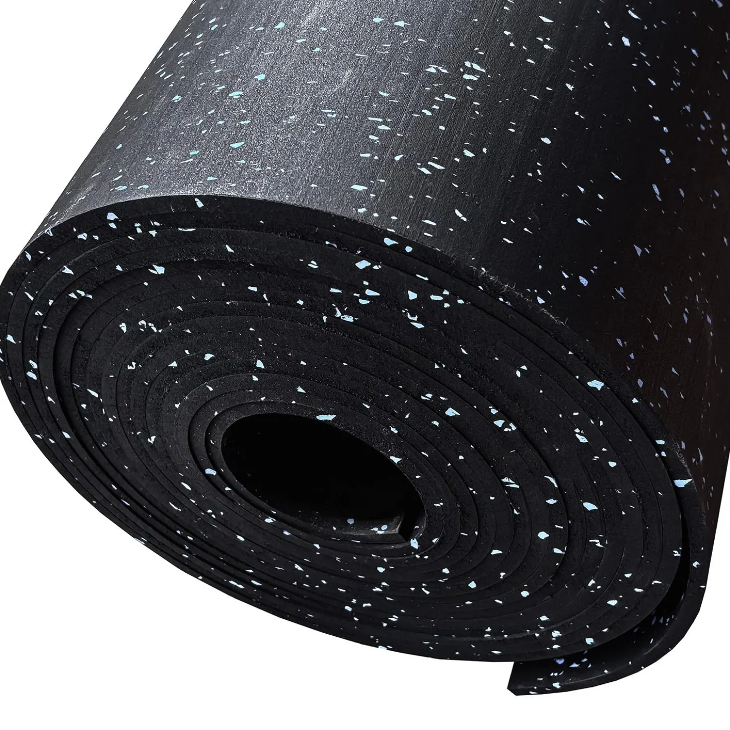 FitNord Kumimatto musta 8 mm (10m rulla) sinisillä pilkuilla