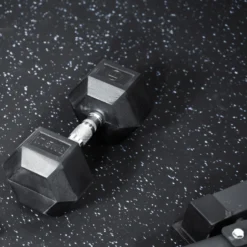 FitNord Kumimatto musta 4 mm (10m rulla) valkoisilla pilkuilla