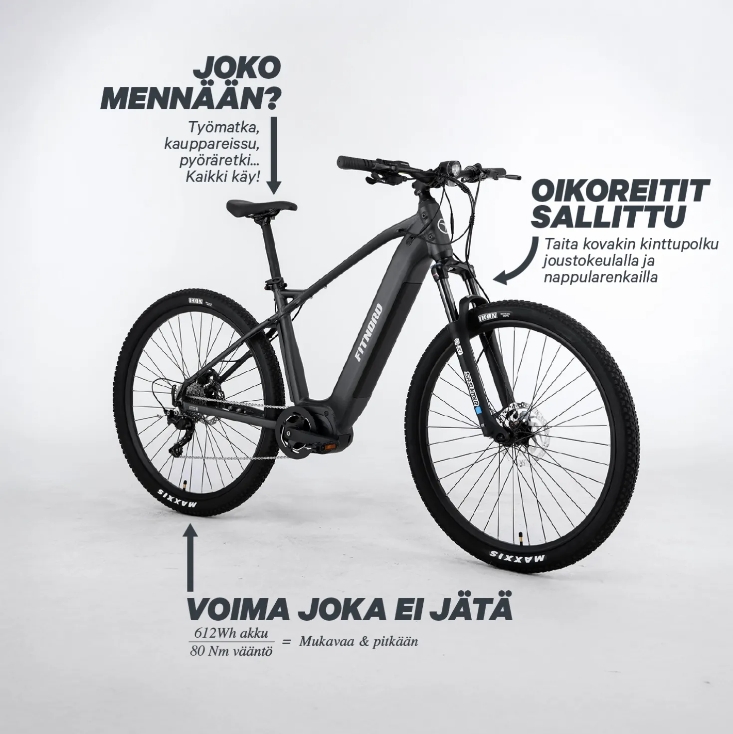 FitNord Ranger 500 G2 Sähkömaastopyörä, musta