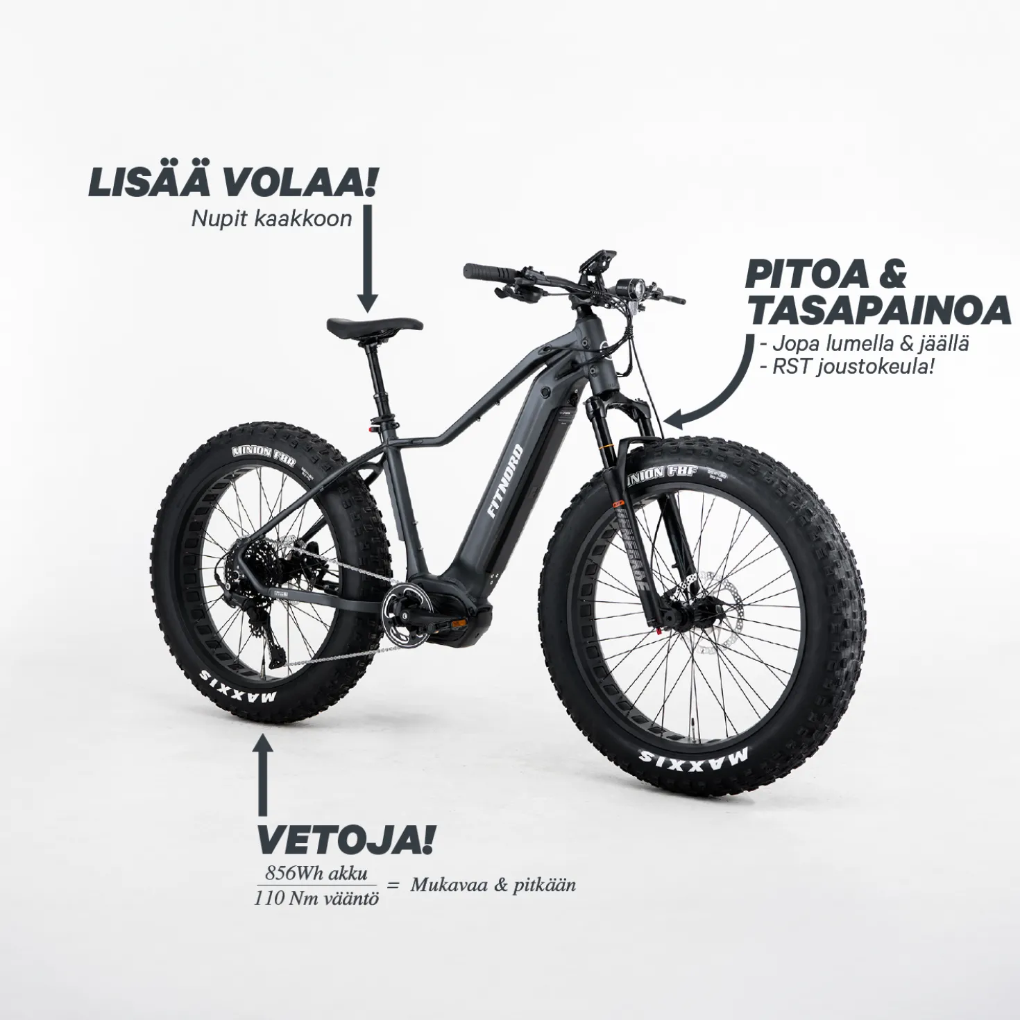 FitNord Rumble 1000 Sähköfatbike G2, musta