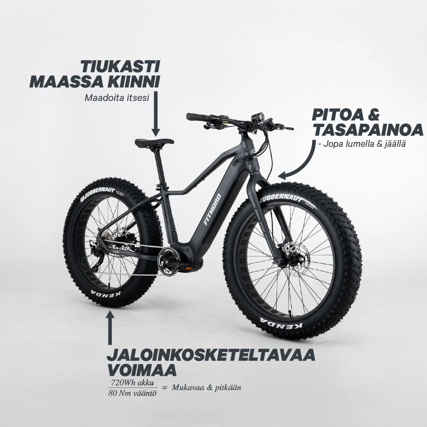 FitNord Rumble 500 Sähköfatbike G2, musta