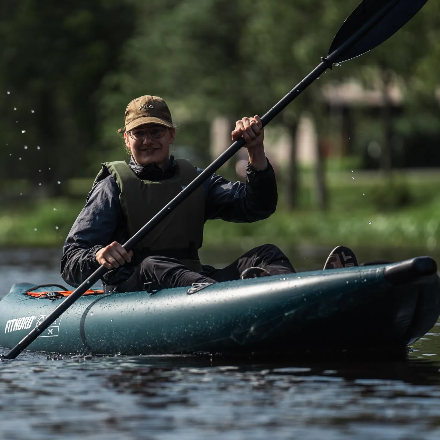 FitNord Seal One ilmatäytteinen kajakki, tummanvihreä (1-istuttava) G2