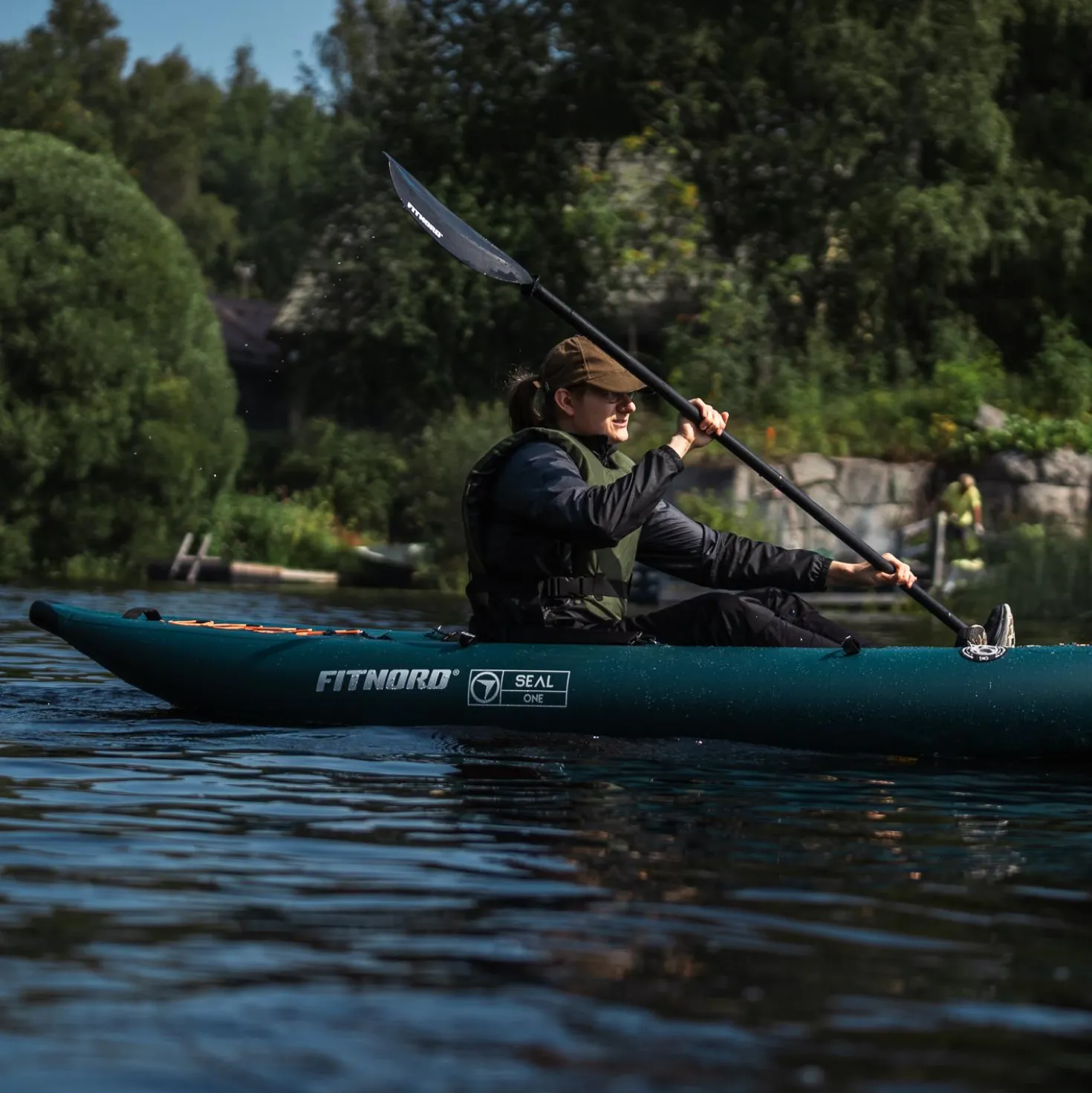 FitNord Seal One ilmatäytteinen kajakki, tummanvihreä (1-istuttava) G2