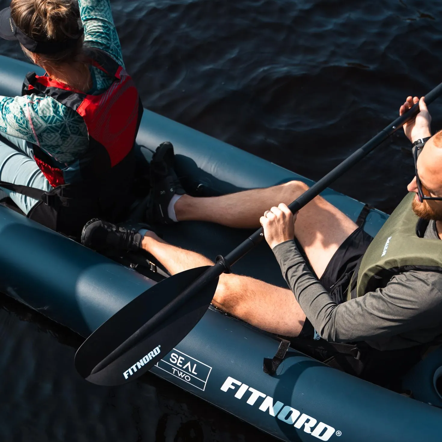 FitNord Seal Two ilmatäytteinen kajakki, tummansininen (2-istuttava) G2
