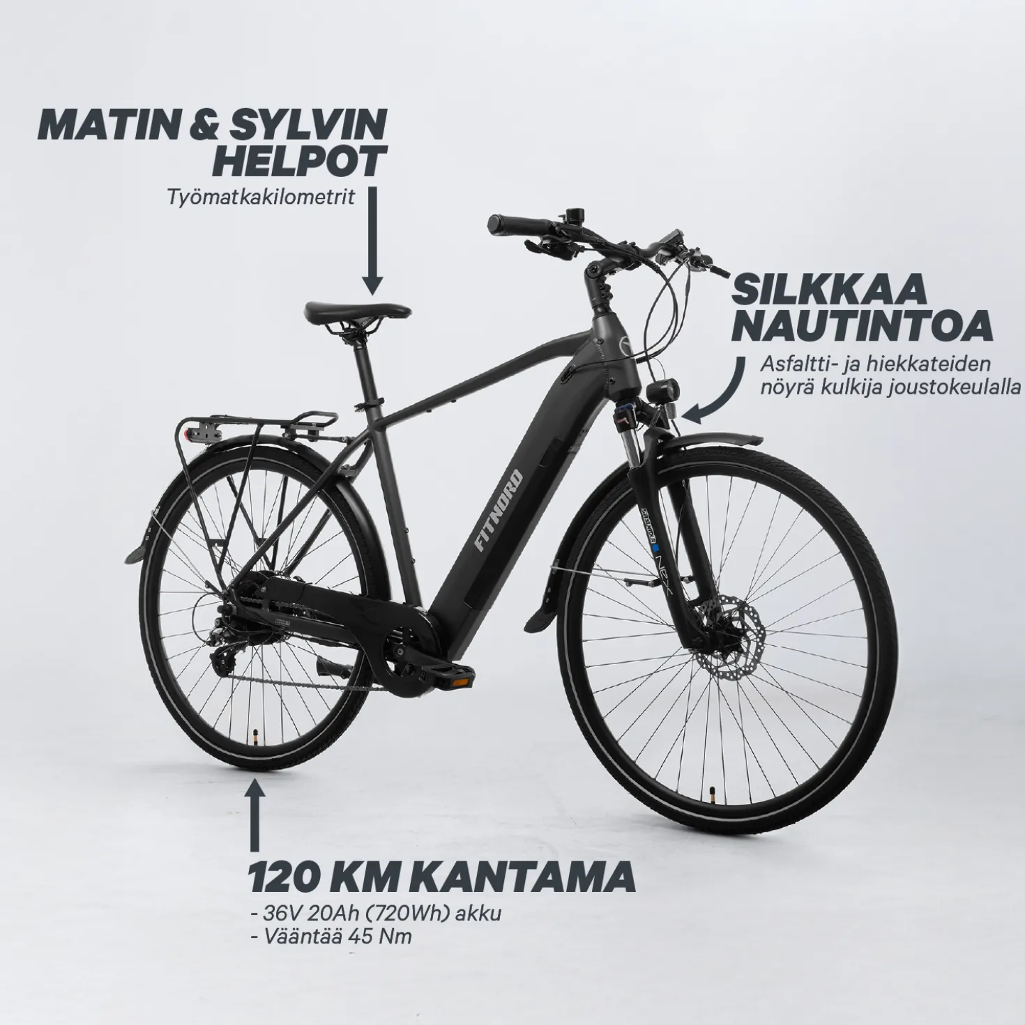FitNord Venture 300 Sähköpyörä G2, musta
