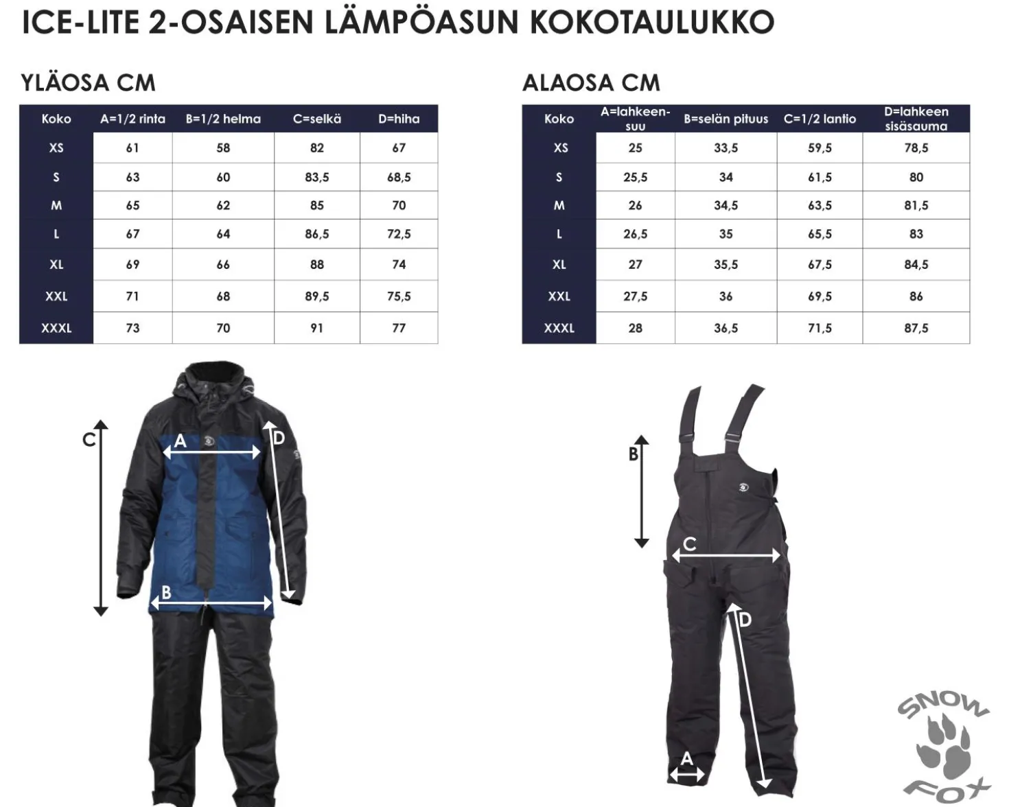 Snow Fox ICE-LITE 2-osainen lämpöasu musta/sininen